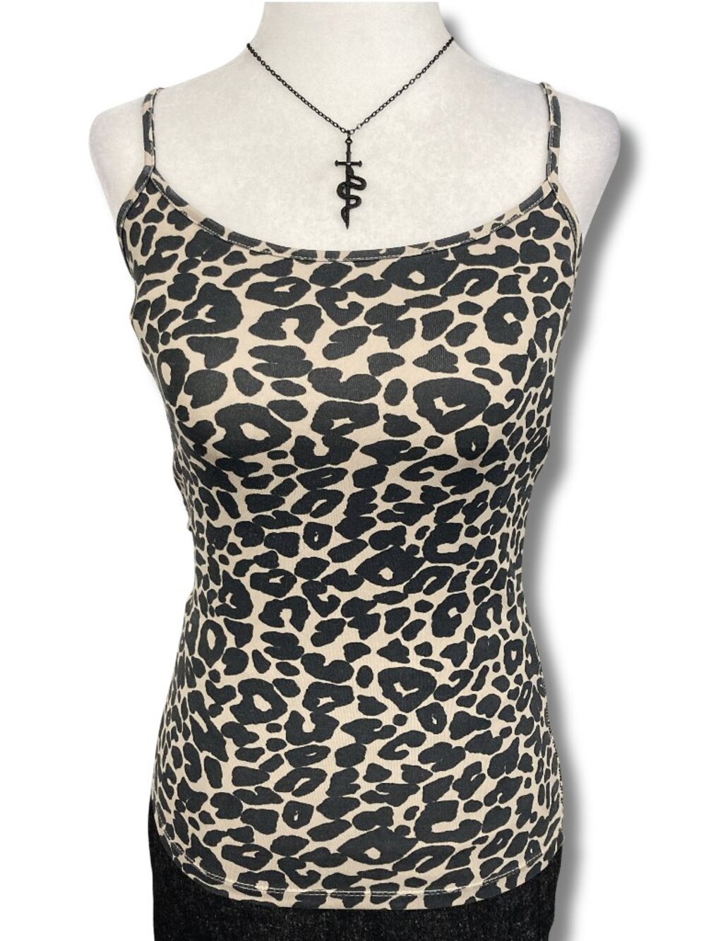 ZARA Light black and sandy brown spaghetti strap tank top ~ XS SMALL camisole